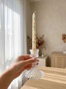 1个优雅透明烛台，天然水晶设计，适用于家具装饰、家居桌面装饰、婚礼中心摆件、办公室装饰、户外花园装饰、房间装饰、家庭聚会、餐桌装饰、婚礼、活动等场合。 - 彩色 - 查看 18