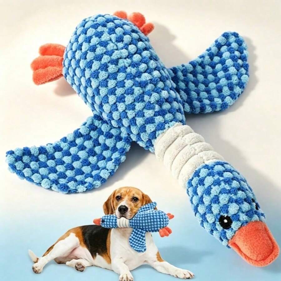 1pc Pet Squeaky Plush Duck Dog Chew Toy, Makes Squeaking Sound, Suitable For All Pets, Self-Entertainment Cat Toy Dog Toy Durable Bite Scratch Teeth Grinding Chewing Toy, Pet Supplies, Dog Toy, Happy Puppy, Dog's Favorite Gift.