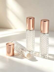 10ml Glass Roller Bottles Set,Leakproof Refillable Non-Slip Travel Size Essential Oil Dispenser,Portable Cosmetic Containers For Perfume Skincare - Multicolor - View 1