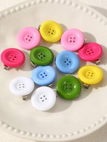 6 pezzi/12 pezzi Fermagli per capelli da donna con grandi bottoni rotondi color caramella, fermagli laterali singoli Y2K carini con colori dopamina brillanti, accessori per capelli dolci per ragazze, adatti per acconciature versatili quotidiane con frangia spezzata - Multicolore - Visualizzare 4