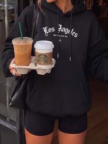 Women's Autumn/Winter New Minimalist No-Print Casual Fashion Versatile Thermal-Lined Sweatshirt Sweatshirt - Black - View 2