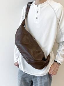 GUANMO Fashion Patchwork Dumpling Bag Casual Men's Crossbody Single Compartment Daily Commute Travel Shopping Unisex Minimalist Clean Version - A - View 8