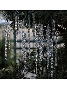 12件/1件 透明壓克力冰柱飾品－扭轉冰柱花環與吊飾，適用於聖誕樹－透明冰柱裝飾－適用於聖誕派對、居家裝飾、壁爐、門窗－冬季與聖誕裝飾完美選擇 - 多色 - 查看 10