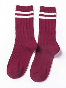 1/7/14/20 Pairs Unisex Striped Mid-Calf Socks, Soft & Breathable, Retro Fashion, Suitable For Commuting & Holiday Gifts - Multicolor - View 4