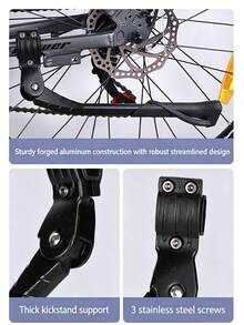 1pc Mountain Bike Aluminum Alloy Single Kickstand Side Stand Parking Rack - Black - View 9
