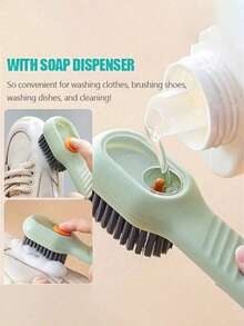 1pc Multi-Function Cleaning Brush With Soap Dispenser, Press-To-Dispense Soft Bristle Shoe Brush, Handheld Shoe Cleaning Tool, Suitable For Cleaning Shoes, Clothes Stains, Dishwashing, Bathroom And Kitchen Household Cleaning - Multiple Styles and Colors - View 3