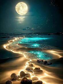 1pc Diamond Painting Kit Beach Landscape New Series Full Drill Mosaic 5D DIY Cross Stitch Kit Diamond Art Home Decor Multiple Sizes Available Unframed - round diamond - View 2
