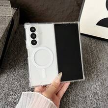 Magnetic Clear Crystal Phone Case Compatible With Samsung Galaxy Z Fold8 Ultra/Fold 8 Wide/Fold7/Z Fold6/Z Fold5/Z Fold4, Anti-Yellow Shockproof Drop Resistant Slim Transparent Protective Cover Minimalist Fashion Foldable Phone Shell - Clear - View 11