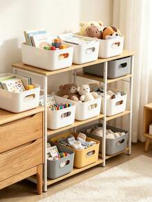 5pcs Stackable Plastic Storage Boxes, Desktop Organizer, Cosmetic Storage, Kitchen Storage, Suitable For Kitchen, Bathroom, Dorm, Home Organization, 5/10pcs - Multicolor - View 5