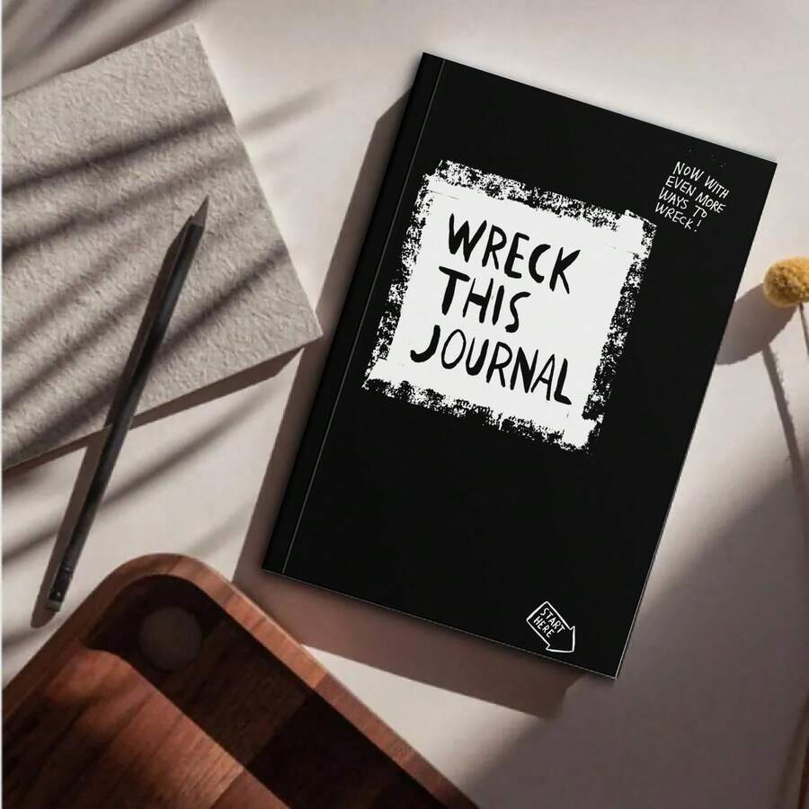 Wreck This Journal Creative Destruction Notebook, Black Hardcover Stress Relief Venting Journal, Fun Interactive Doodle DIY Blank Notebook, Emotional Release Stress Relief Art Book - Multiple Styles - View 1