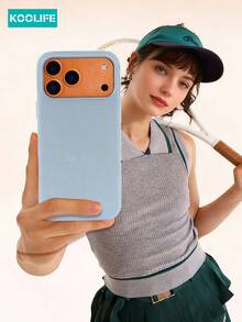 Koolife 1pc Deep Blue Woven Texture Tech Fabric Phone Case Compatible With Iphone 18 Pro/18 Pro Max/17/17 Pro/17 Pro Max/16/15, Metal Independent Buttons, Classic Business Minimalist Protective Shell, Durable Anti-Drop Design, Suitable For Men And Women - Far Peak Blue - View 10