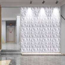 1pc/10pcs/20pcs 3D Diamond Design 3D Wall Sticker, Fire-Resistant & Wear-Resistant Wall Panel, 30x30cm, Matte Black & White, Whole House Wall DIY Decoration - White - View 8