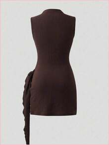 Women Mini Dresses - Apricot - View 3