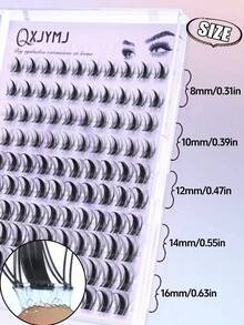 100片自黏式假睫毛簇，8-16mm 混長蓬鬆尖頭卡通動漫單簇，自黏式DIY接睫毛，自然細款C捲喇叭貓眼假睫毛簇，免膠水 - C - 查看 5