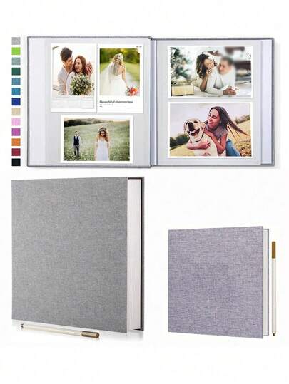 Linen Fabric Photo Album, Self-Adhesive Scrapbook Album, Suitable For 2x3, 4x6, 5x7, 8x10 Photos, DIY Photo Album, Birthday Gift, For Women, Mom, Wedding, Baby, Family Travel, Back To School, School Supplies