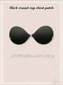 5cm Thickened Push-Up Nipple Covers, Black Seamless Adhesive, Breathable. Suitable For Weddings And Strapless Wear, Fits Small Breasts And Flat Chests. - Black - View 6