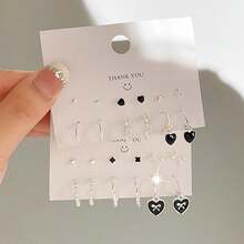 European And American Hot-Selling Fashion Oil Drop Heart Butterfly Faux Pearl Earrings Set For Women - Set 4 - View 13