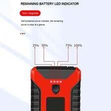 Arrancador de Batería 12V para Auto 99800mAh, Power Bank Portátil con Linterna LED, Pinzas, Cables y Estuche, Viajes - 1 - Ver 6