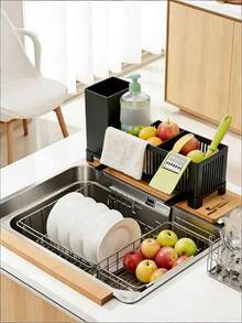 3/1pc Kitchen Drain Rack + 2pcs Metal Dish Cloth Rack/Set, Kitchen Sink Storage Organizer Rack With Drip Tray, Kitchen Storage Organizer, Kitchen Accessories, Home Essentials, Space-Saving, Can Hold Soap, Sponge, Towel, Brush And Other Kitchen Accessories Stainless Steel No-Drill Towel Rack - Multicolor - View 9