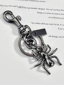 1Pc Spider Keychain,Gothic Spider Bag Charm,Black Metal Spider Pendant,Backpack Accessory,Car Key Holder,Punk Purse Ornament,Y2K Cool Men Gift - Multicolor - View 4