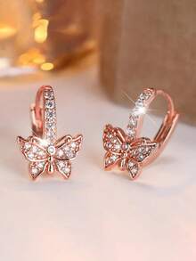 1pc Elegant Cubic Zirconia Hoop Earrings Women Wedding Anniversary Accessory Gift - 1# - View 6