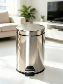 3L/5L Stainless Steel Pedal Trash Can, Quiet Soft-Closing Lid, Suitable For Bathroom, Kitchen And Other Places, Non-Slip Base, Removable Inner Bucket, Round Design, Suitable For Bathroom, Bedroom, Kitchen, Office And More. - View 3