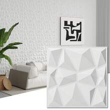 1pc/10pcs/20pcs 3D Diamond Design 3D Wall Sticker, Fire-Resistant & Wear-Resistant Wall Panel, 30x30cm, Matte Black & White, Whole House Wall DIY Decoration - White - View 1