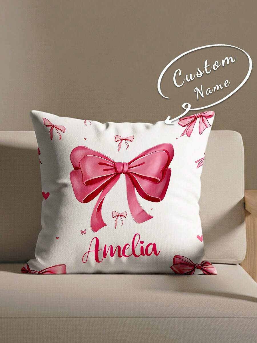 1pc Customizable Personalized Text Print Double-Sided Pillowcase, Printed Pillowcase, Vintage Elegant Pillowcase, Patterned Pillowcase, Suitable For Holiday Gifts, DIY Patterned Pillowcase, For Family, Friends And Yourself - White - View 1