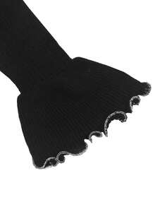 Autumn/Winter Casual Ruffle Knit Dress - Black - View 10