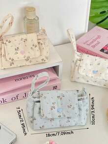 3-Layer Floral Print Digital Storage Bag, Cute Camera Protective Case With Handle, Large Capacity Multi-Layer Storage Design, Scientific Partitioning For Easy Organization Of Camera, Phone, Data Cable, USB Drive, Hard Drive And Other Digital Accessories, Thick Shock-Absorbing Lining Effectively Cushions And Protects Devices From Drops, Lightweight Hand-Carried Suitable For Daily Commute, Travel And Dorm Storage, Essential For Back-To-School And Vacation Season, High Cost-Performance Choice For Digital Enthusiasts, Keep Your Digital Accessories Organized In One Bag - View 3