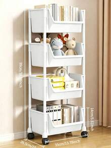 3/4/5 Tier Rolling Storage Cart, White Plastic Multi-Layer Mobile Shelving Organizer With Wheels, Freestanding Utility Storage Trolley For Bathroom, Bedroom, Kitchen & Office,Movable Storage Rack, Slim Gap Trolley - View 14