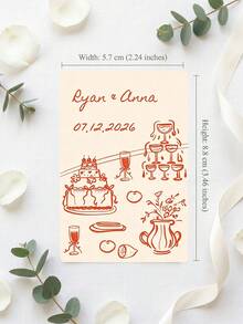 Custom Text Wedding Playing Cards, Romantic Wedding Elements Illustration Personalized Bride Groom Poker Cards, Custom Wedding Favor Keepsake Card Game For Wedding Party Guest Gift - Multicolor - View 6