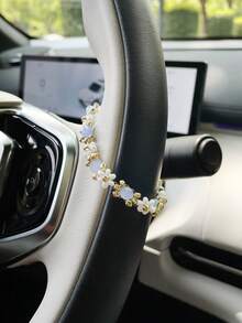彩色種子珠汽車方向盤裝飾鏈，個性化汽車內飾裝飾鏈吊飾 - 小花 - 查看 4