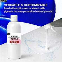 Kalay Professional Grade Gesso Surface Treatment Medium, Oil/Acrylic Painting Canvas Liquid Primer, Mixable With Professional Acrylic Paints And Mediums, 60/250ML Transparent/White - 1 Item - View 3