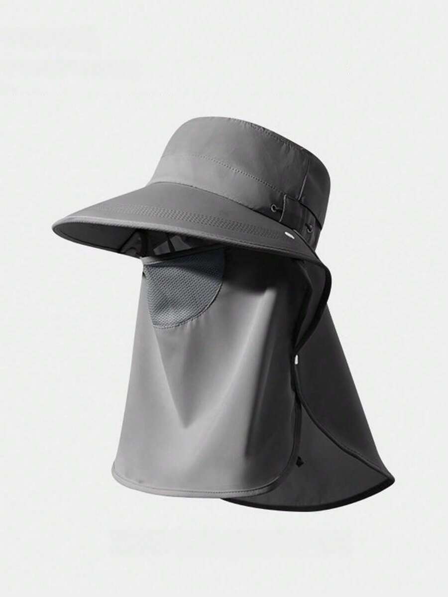Sombrero pescador unisex camuflaje protección cuello UV transpirable, ligero para senderismo camping primavera verano - Gris Oscuro - Ver 1