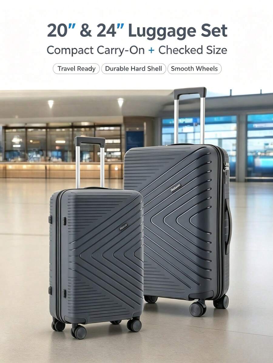 20 24 28 Inch Three Pieces Hard Shell Trolley Case Set, TSA Lock, Silent Double Swivel Wheels, Suitable For Business Long Trips - Dark Grey - Dark Grey - View 1