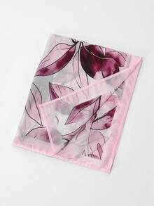 1PC Women's Floral Printed Hijab Scarf, Double-Sided Printed Headscarf, Muslim Fashion Daily Wear Turban, Soft Comfortable Breathable Beach Long Shawl - Purple Flowers On White Background - View 10