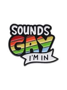 1件裝彩色創意英文琺瑯胸章「Sounds Gay I'm In」同志徽章，搭配時尚飾品，適合男女日常配戴 - 彩色 - 查看 7