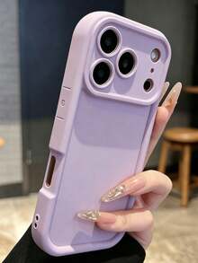 Minimalist Thick Shockproof Light Purple Full Coverage Phone Case, Compatible With IPhone 17/17 Pro/17 Pro Max/16 Pro Max/16/16 Pro/16 Plus/16E/15/15 Plus/15 Pro/15 Pro Max/11/12/13/14 Pro Max/XS/XR/11 Pro/11 Pro Max/12 Pro/12 Pro Max/13 Pro/13 Pro Max/7 Plus/14 Pro/14 Pro Max/14 Plus/7 Plus/8 Plus/8, Soft Shell Waterproof Shockproof Scratch-Resistant, Fresh Fashion Spring/Summer New Phone Case - Purple - View 22