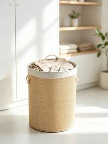 Round/Rectangular Wicker Laundry Basket With Lid, Laundry Basket, Laundry Hamper, Storage Basket, Clothes Bin,Linen Lined Clothes Storage Hamper With Rope Handles, Large Capacity Dirty Clothes Organizer Bin For Bedroom Bathroom Laundry Room, - View 2