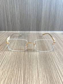 新款無框長方形眼鏡，百搭時尚設計，適合女性與男性，適用於攝影、日常配戴與裝飾用途 - 彩色 - 查看 3