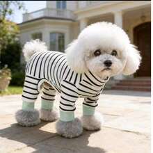 1pc New 4-Legged Pet Shirt For Small Dogs Like Teddy, Pomeranian, Suitable For Home Leisure And Outdoor Wear, Breathable And Comfortable, Fit For Spring, Summer, Autumn And Winter - Black and White - View 6