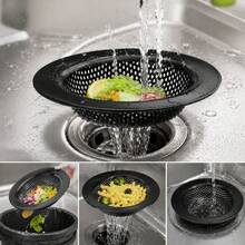 1/2pcs Black Stainless Steel Sink Strainer, Highly Efficient Filtration To Prevent Clogging, Essential Kitchen Cleaning Tool, Suitable For Kitchen Sink, Vegetable Washing Pool And Bathroom Drain - Multicolor - View 2
