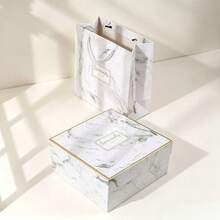 French Luxury Marble Pattern Gift Box Set, Anniversary Valentine's Day Gift Empty Packaging With Tote Bag Combination, Random Rope Color, Suitable For Daily Shopping, Gift Giving, Convenient And Elegant - Multiple Styles - View 15