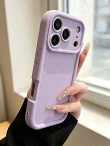 Minimalist Thick Shockproof Light Purple Full Coverage Phone Case, Compatible With IPhone 17/17 Pro/17 Pro Max/16 Pro Max/16/16 Pro/16 Plus/16E/15/15 Plus/15 Pro/15 Pro Max/11/12/13/14 Pro Max/XS/XR/11 Pro/11 Pro Max/12 Pro/12 Pro Max/13 Pro/13 Pro Max/7 Plus/14 Pro/14 Pro Max/14 Plus/7 Plus/8 Plus/8, Soft Shell Waterproof Shockproof Scratch-Resistant, Fresh Fashion Spring/Summer New Phone Case - Purple - View 2