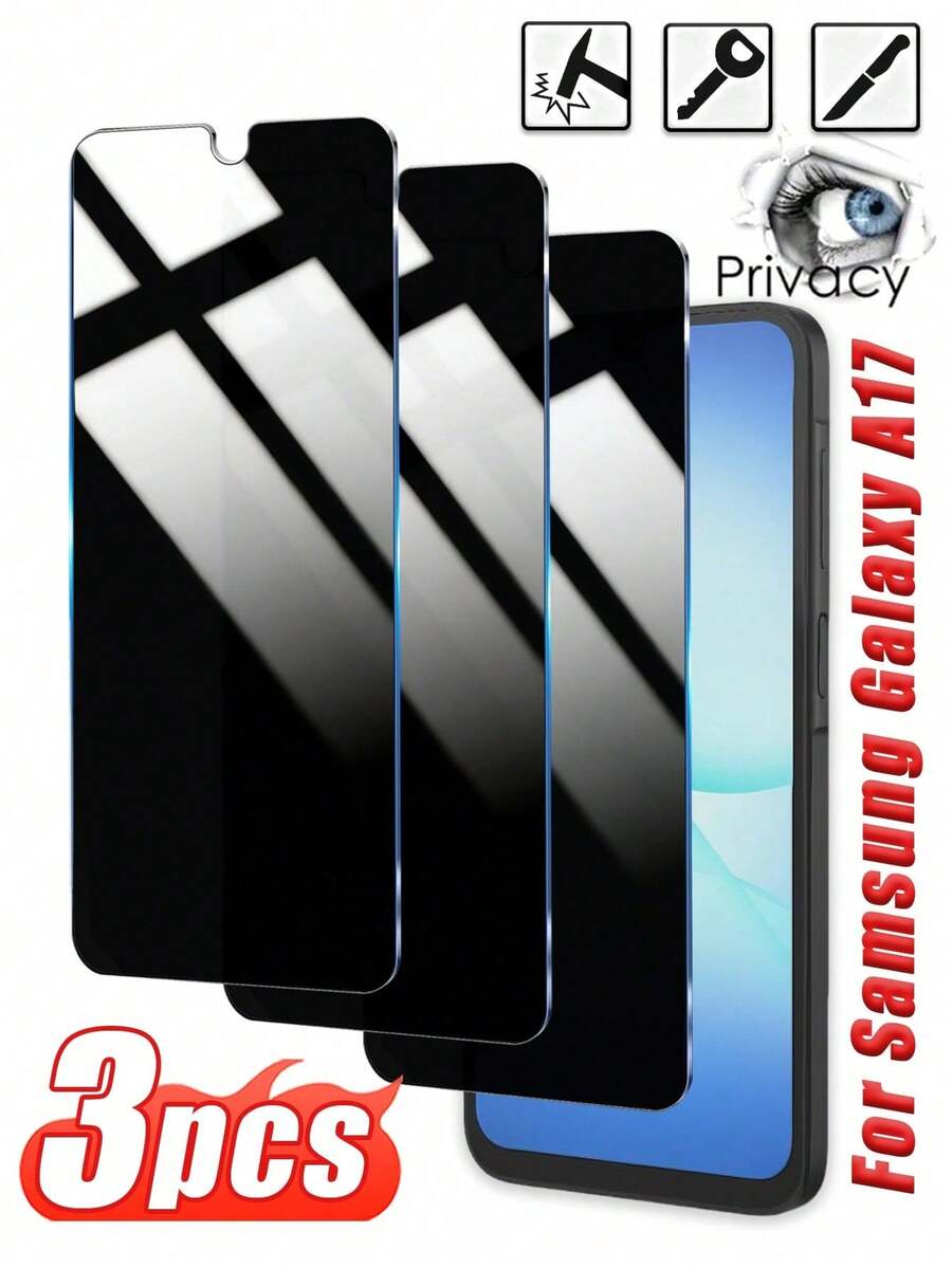3pcs,Privacy Tempered Glass Screen Protector,Anti-Peeping,Anti-Fingerprint,Anti-Scratch,Anti-Collision,Easy Installation,Compatible With Galaxy M55/M54/M53/M52 5G/ M14/A90/A80/A73/A72/A71/ A70/A70s/A56/A55/A54/A53/A52/A52S/A51 4G/5G/A50/A50/A15/A16/A17 And Other Models.