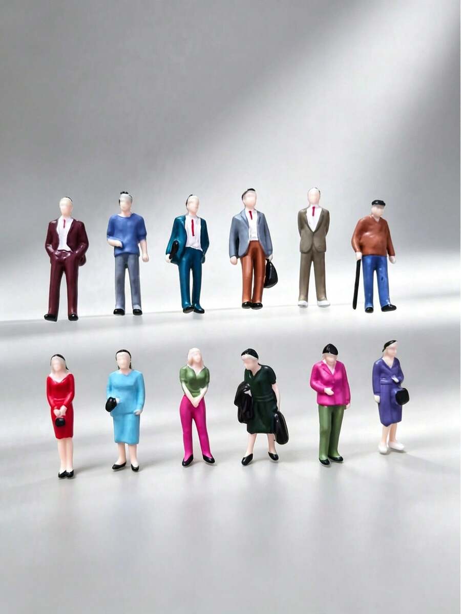 16件組 1:42比例塗裝ABS迷你人偶模型套組,4cm/1.6in,適用於3D套件、鐵路車站、博物館、建築與景觀展示,易於收納,迷你場景、花園裝飾、迷你博物館與愛好禮物,適合14歲以上 - 1:42微縮模型 - 查看 1