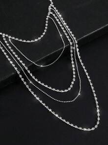 1 pieza Accesorio elegante de cadena para hombro con pedrería para novia y boda - Plateado - Ver 3