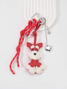 Cute Schnauzer Puppy Keychain, Y2K Leather Dog Pendant, Handmade Woven Charm, Phone Chain, Bag Decoration, Gift For Friends, Birthday Holiday - Multicolor - View 10