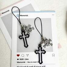 1pc Hollow Cross Skull Phone Charm, Niche Subculture Phone Chain, Small Gift For Meeting - Multicolor - View 6